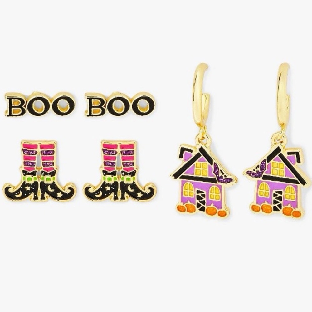SUGARFIX Baublebar Halloween 3 sets Earrings, Witch Boots, Haubted House Boos